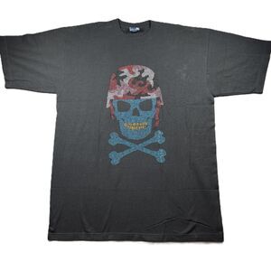 Deluxe by LG Men Vintage Y2K T-Shirt Skull Helmet Camouflage Studded 2XL K143